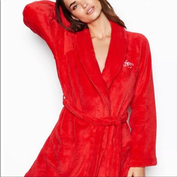 VICTORIA'S SECRET Love Cozy Plush Robe M/L Red - Picture 5 of 6